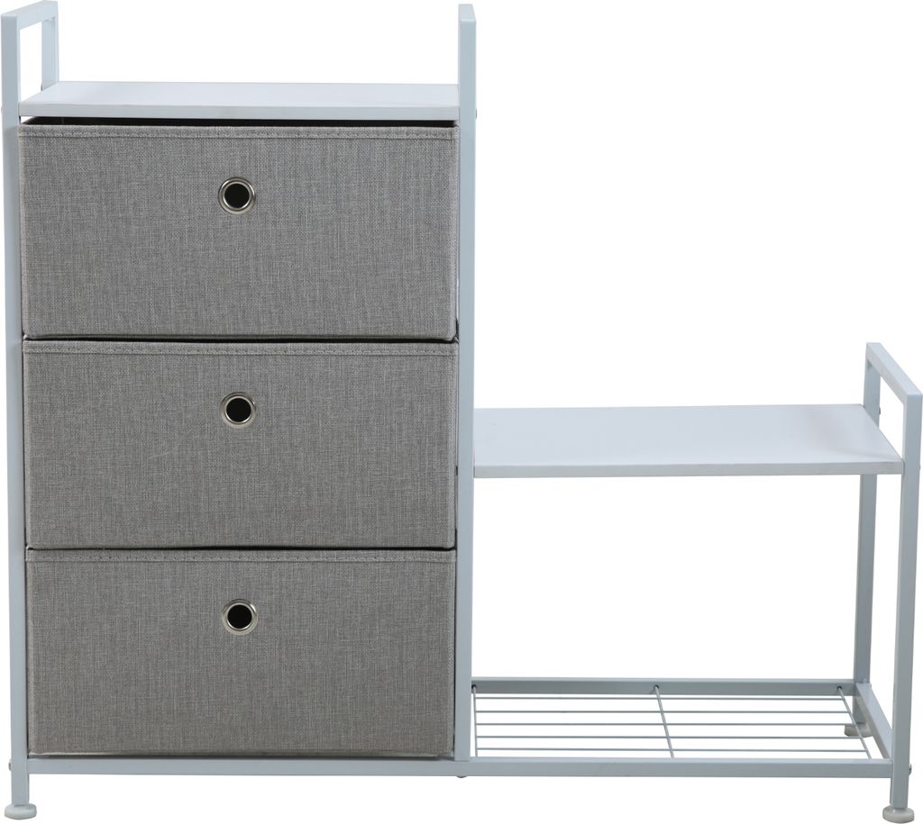 SVITA RUNA 3-Schubladen-Regal Universales Regalsystem Metall Weiß/Hellgrau