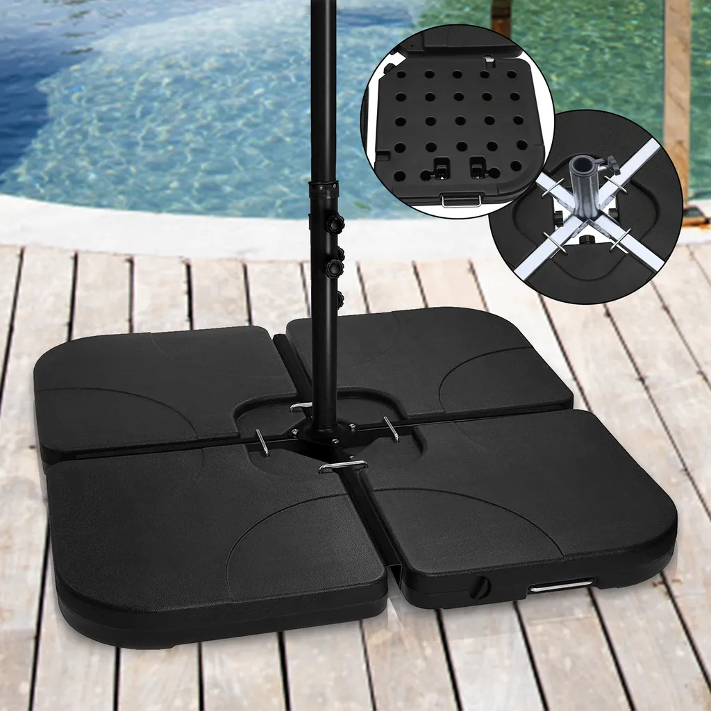 Base Ombrellone Fiqops 80kg - Set 4 Piastre Riempibili per Outdoor