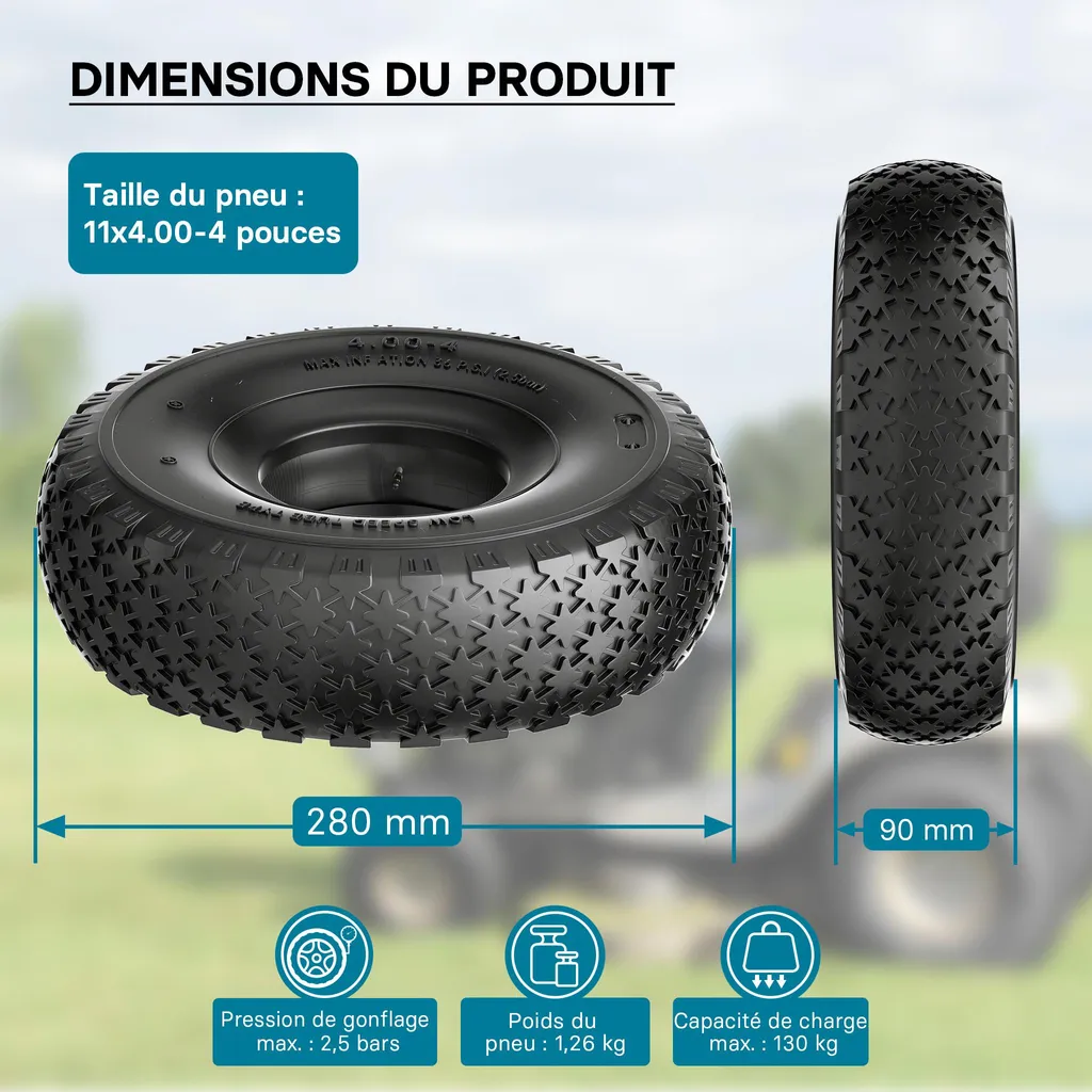 Offerta Pneumatico 11x4.00-4 Wiltec 4PR - Ruota Completa Tosaerba - 4