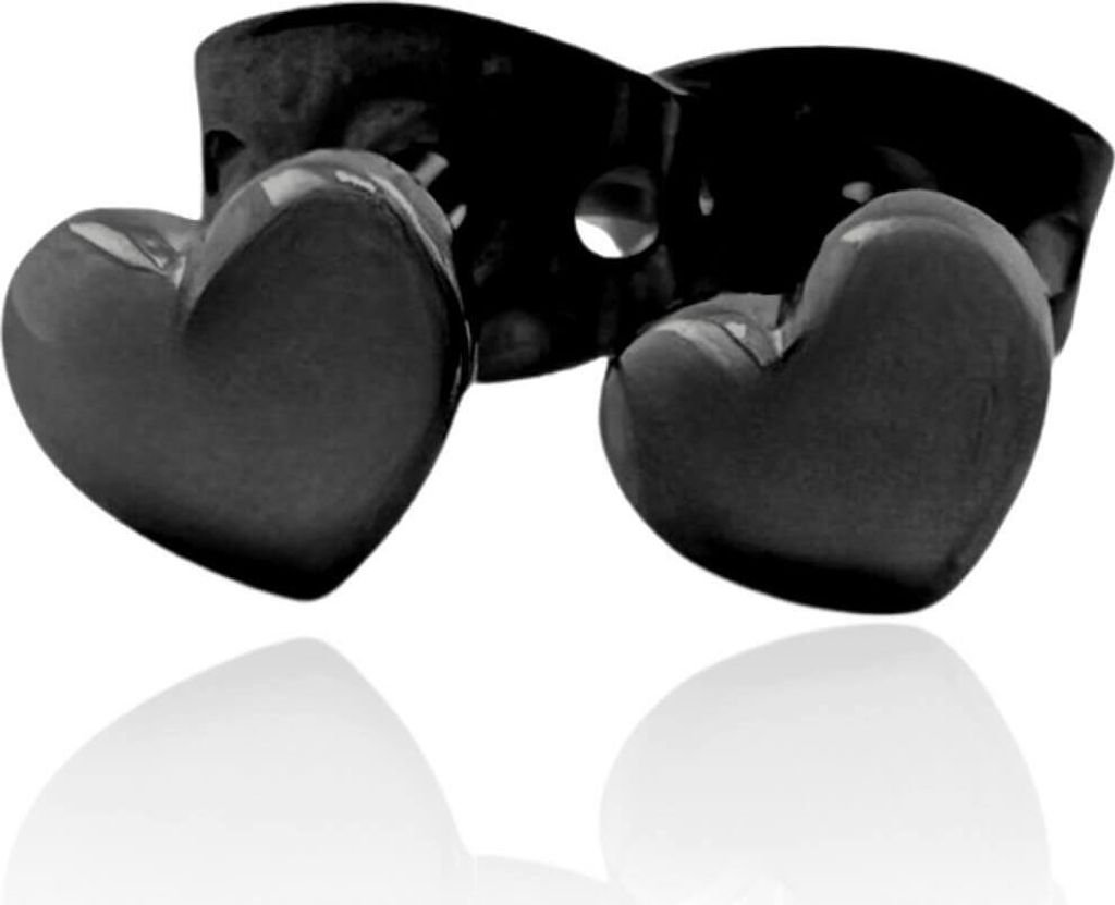 Titan Ohrringe Ohrstecker in verschiedenen Farben mit Herz Farbe - Schwarz