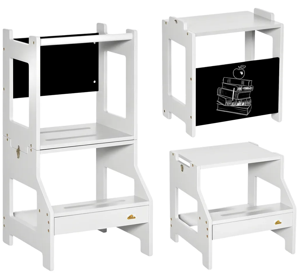 Tour d'observation Montessori modulable gris clair pour cuisine et éveil