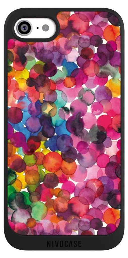 NIVOCASE Handyhülle für Apple iPhone SE (2020) Hülle NIVOpure Case Schwarz Punkte Wasserfarbe bunt