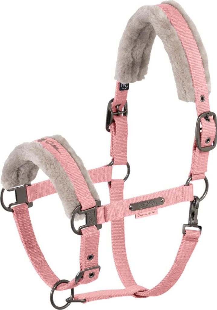 Eskadron Platinum Halfter " DOUBLE PIN FAUX FUR " , Stallhalfter Größe - Warmblut Farbe - soft rouge