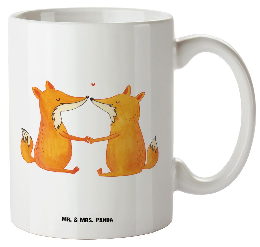 Mr. & Mrs. Panda Pott Füchse Liebe - Weiß - Geschenk, Fuchs, Riesenkaffeetasse, Keramiktasse, Haferl, Partner, Große Teetasse, Freundin, weisse ...