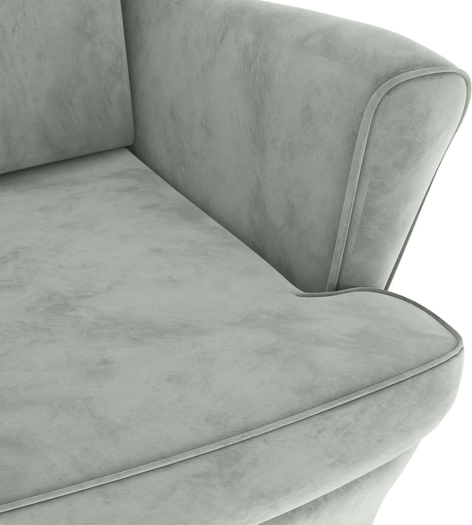 vidaXL Křeslo Wing Chair s taburetem Light Grey Velvet Obrázek produktu 7