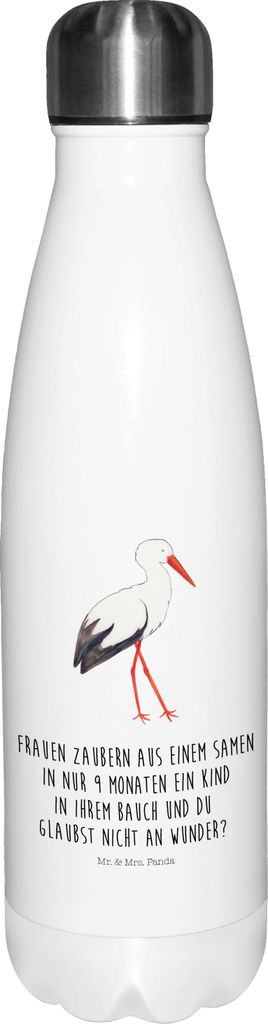 Mr. & Mrs. Panda Trinkflasche Storch - Weiß - Geschenk, Mutter, trinkflaschen, Lustige Sprüche, Geburt, Baby, Mütter, thermosflaschen, Wasserfla...