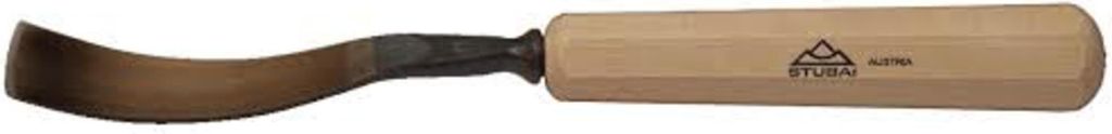 STUBAI Stemmeisen Stechbeitel Serie 52 - Form 16 | Gebogenes Hohleisen 4 mm, mit Holzgriff, für Figurenarbeiten, Kerb- und Reliefschnitzarbeiten, ...