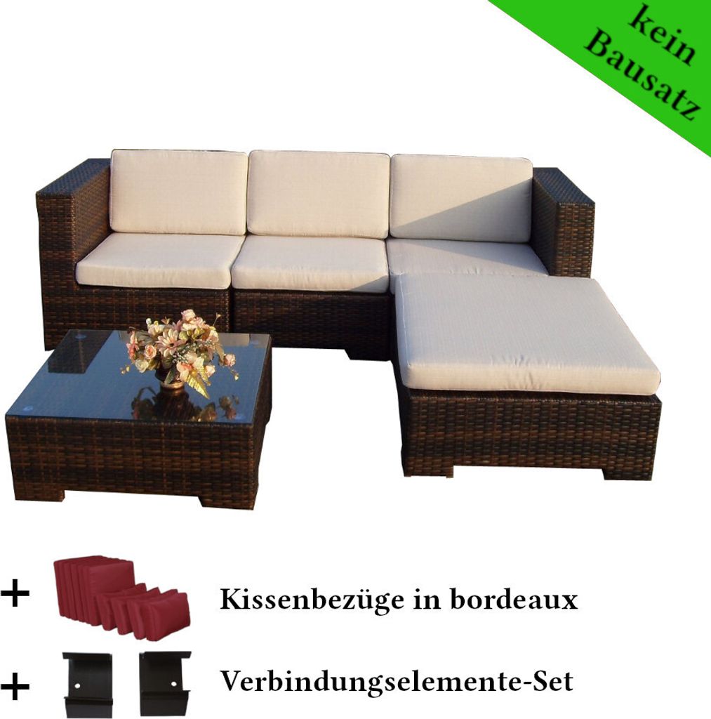 Poly Rattan Gartenmöbel California schwarz Alu Garnitur Lounge Garten Sitzgruppe Gartenset