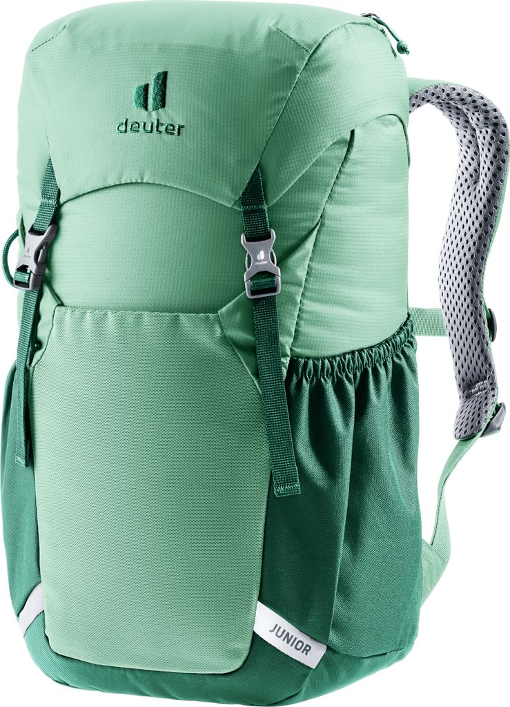 A green Deuter Junior backpack is shown against a white background.