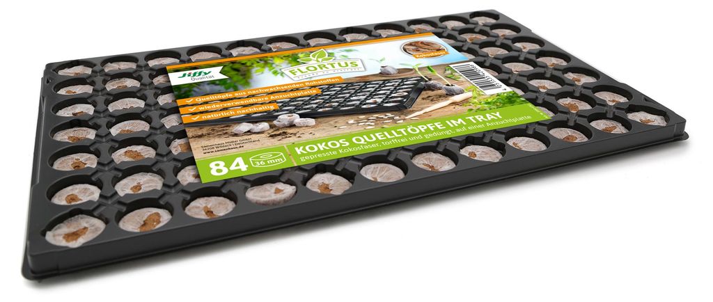 Artikelbild 2 von 'Quelltöpfe im Tray (84 Stück)' aus der Kategorie Kokos Quelltöpfe