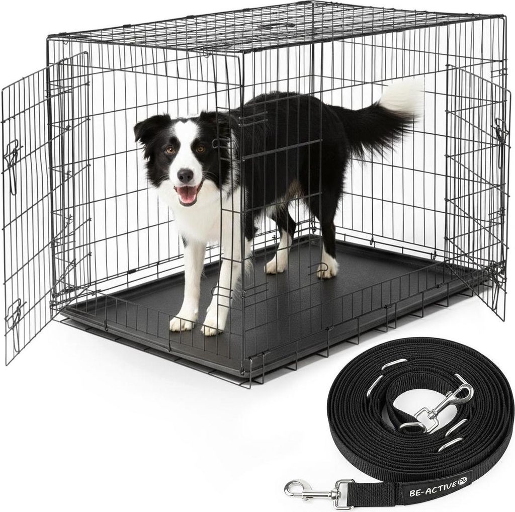 Klatka dla psa XL, metalowa, składana, kennelowa + smycz Zdjęcie produktu 