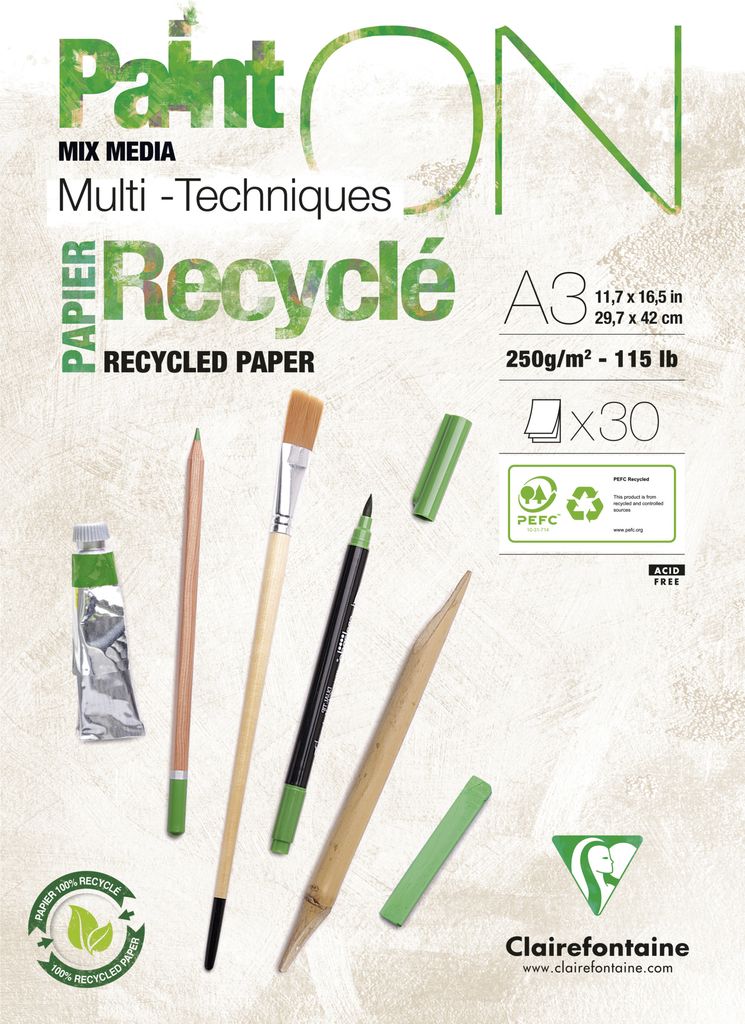 Clairefontaine 2x PaintON RC Block A3 kopfseitig geleimt 30 Blatt weiß 975742C