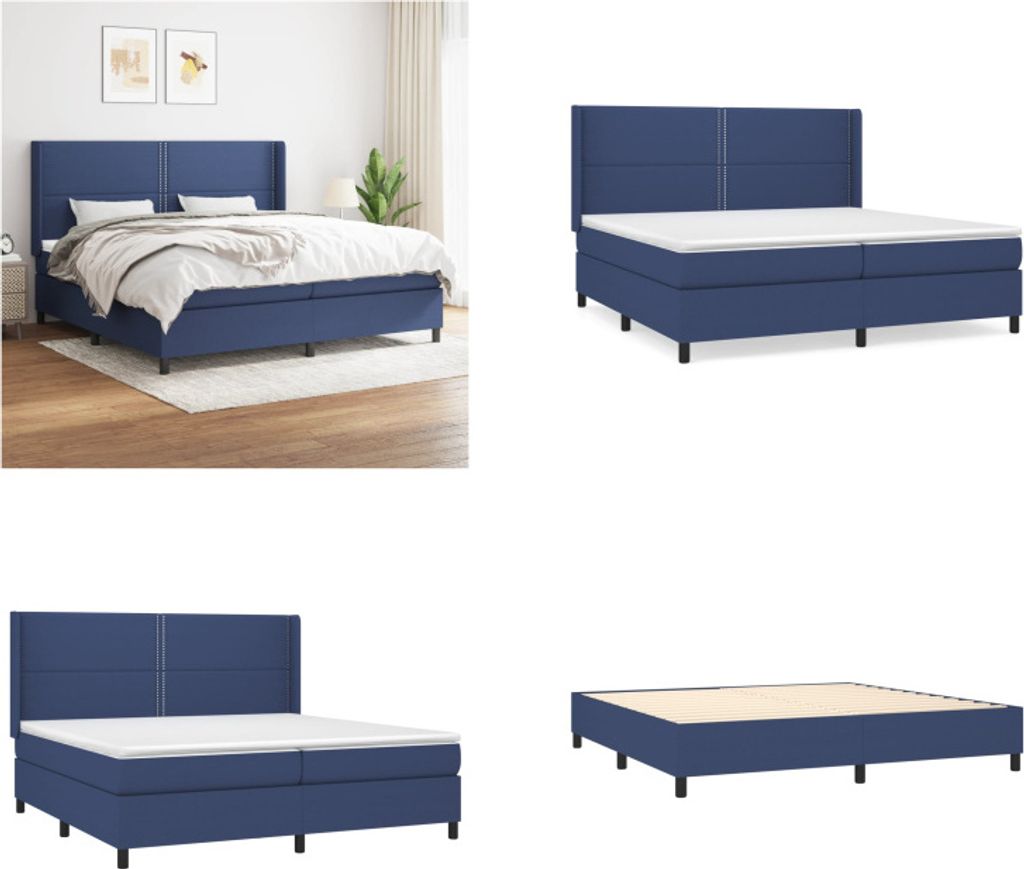 vidaXL Boxspringbett mit Matratze Blau 200x200 cm Stoff - Boxspringbett - Boxspringbetten - Bett - Schlafzimmermöbel
