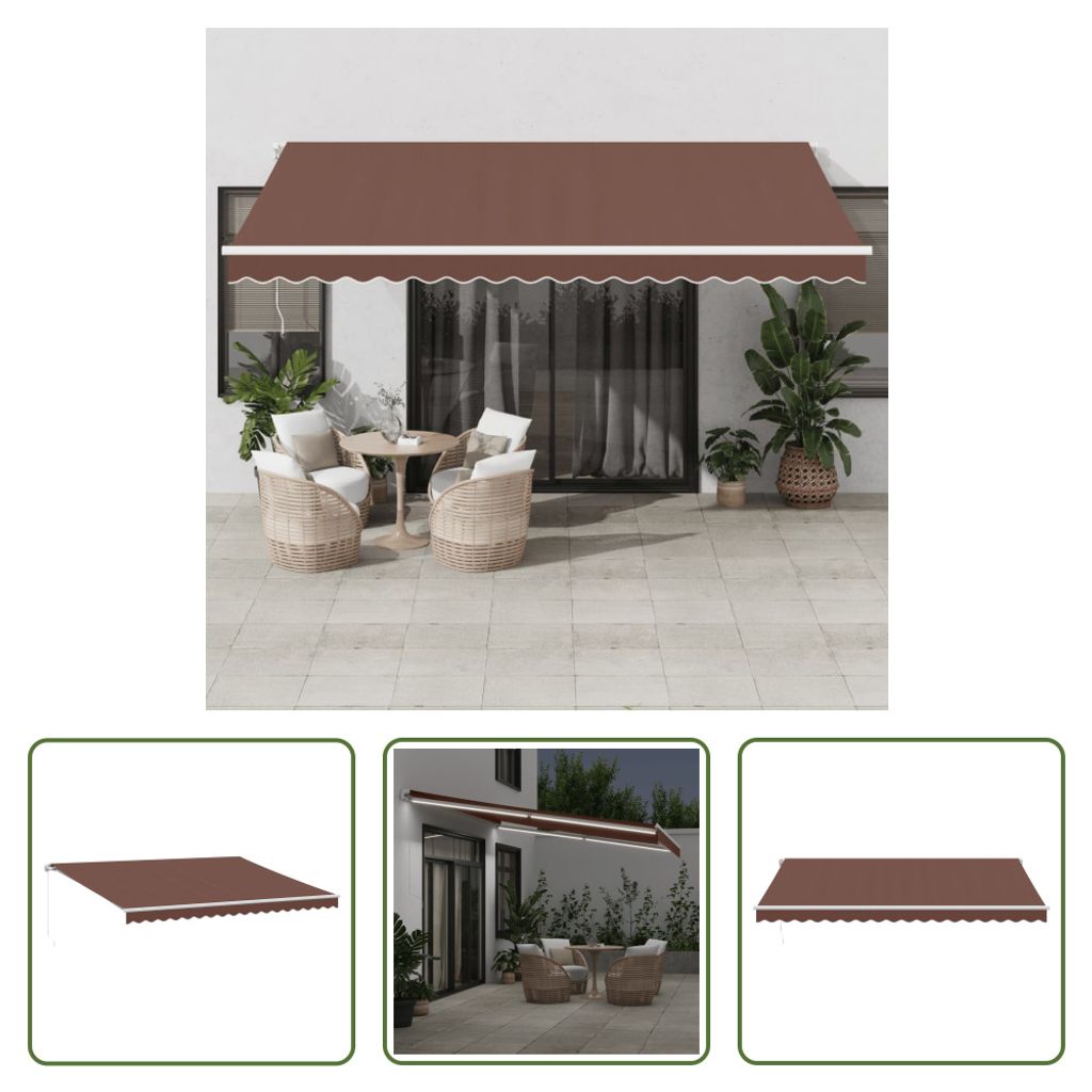 The Living Store Markise Manuell mit LED Braun 450x350 cm