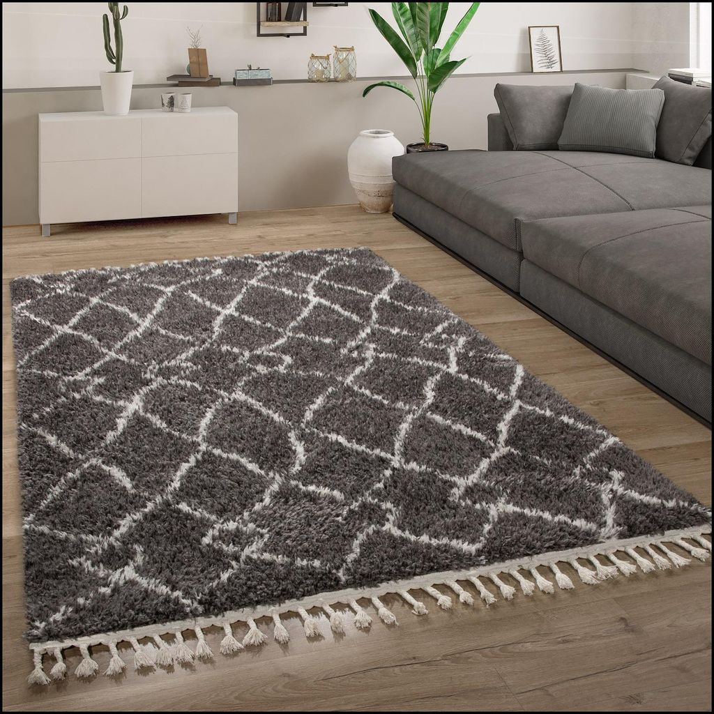 Paco Home Hochflor Teppich Wohnzimmer Shaggy Abstraktes Produktbild 