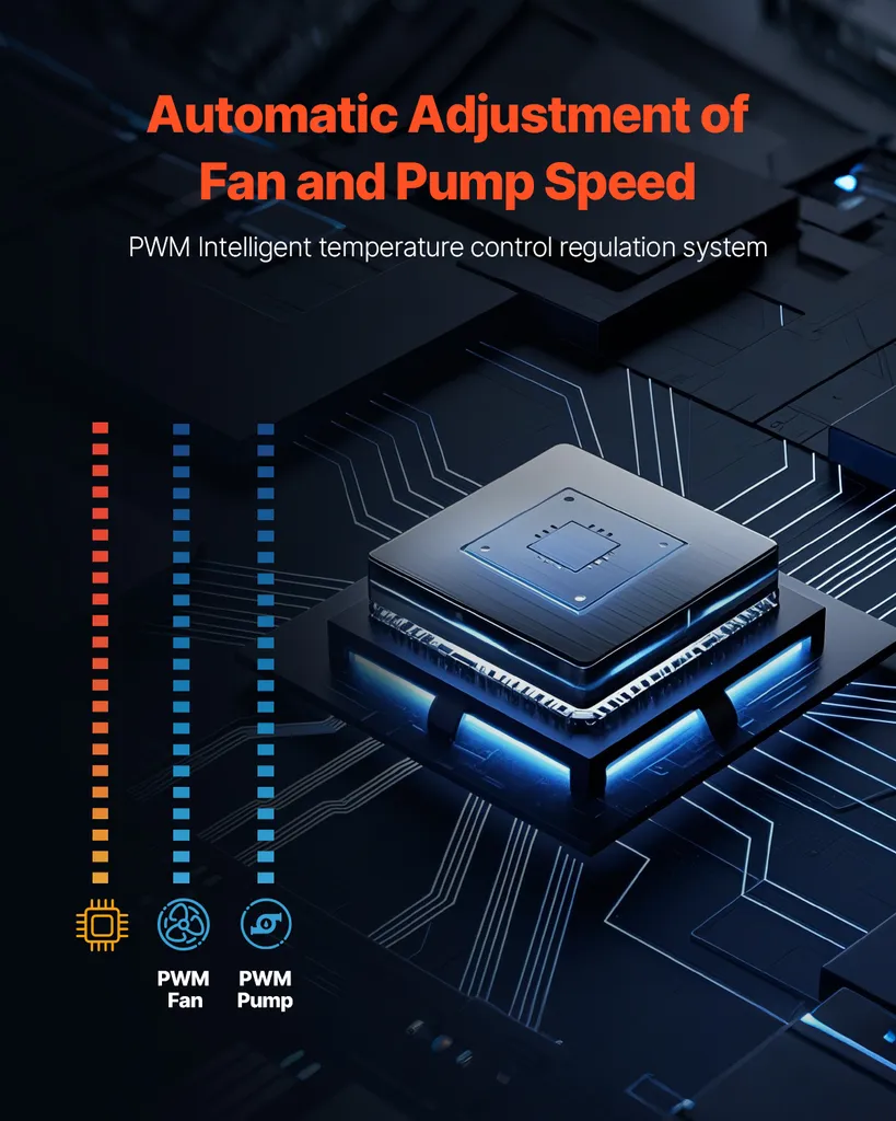 Dissipatore Liquido CPU VEVOR 120mm AIO Fan 2200RPM Display OLED Gaming - 5