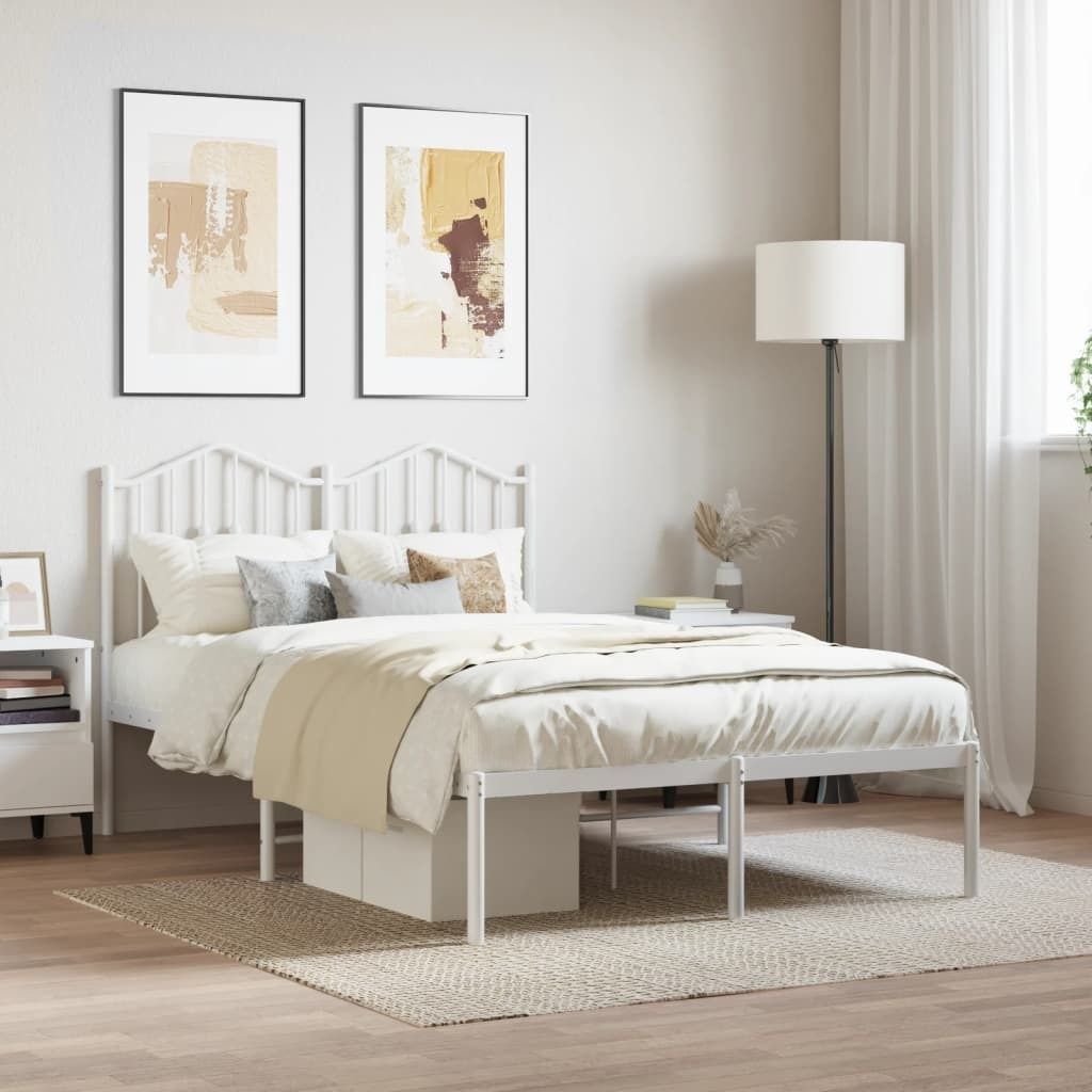 Maison Exclusive - Bettgestell mit Kopfteil Metall Weiß 120x200 cm