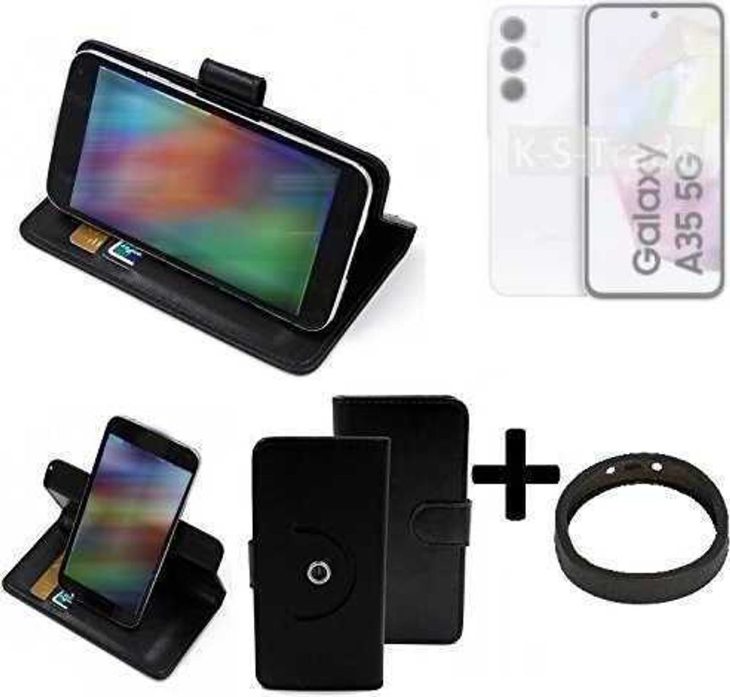 K-S-Trade Case Schutz Hülle kompatibel mit Samsung Galaxy A35 5G + Bumper Handy Hülle Flipcase Smartphone Cover Handy Schutz Tasche Walletcase