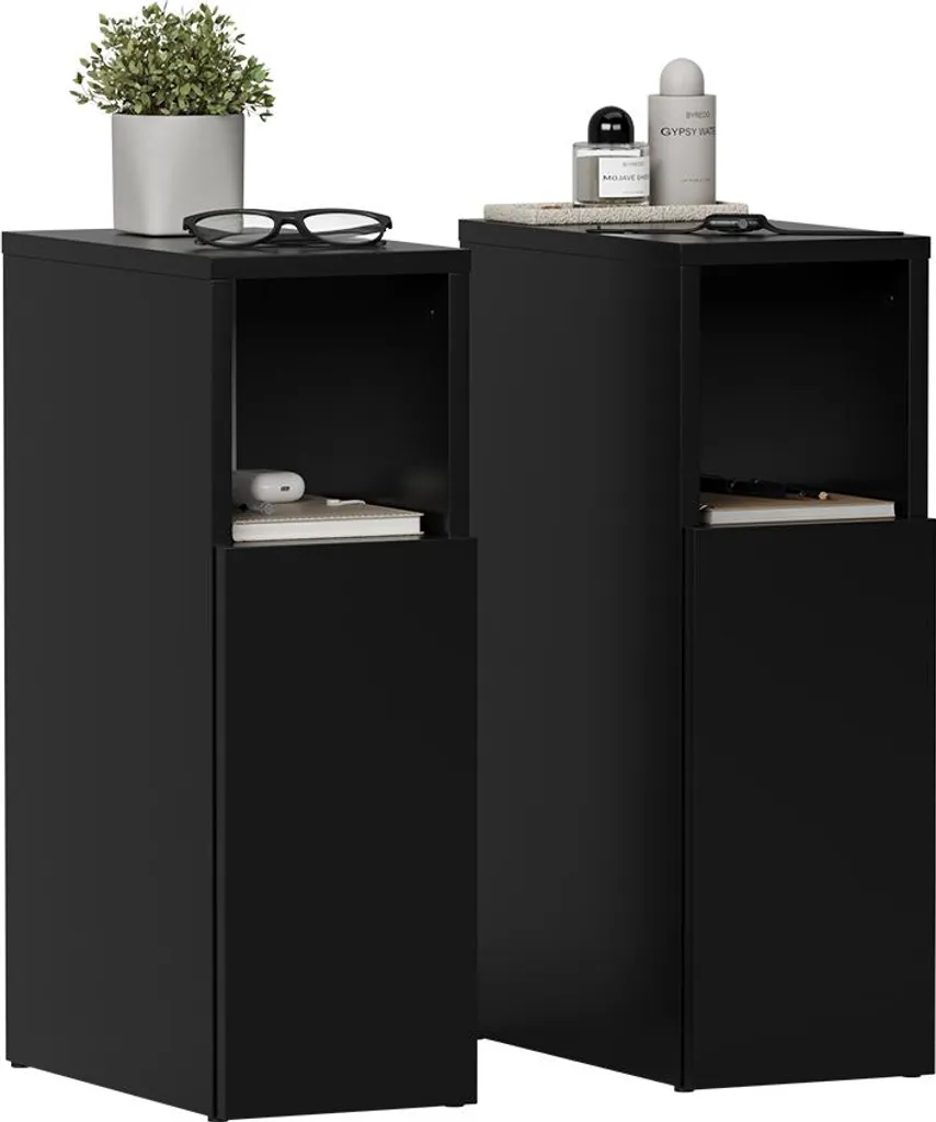 Table de nuit Vicco Enton Noir Mat 57310 - Structure Robuste Lot de 2