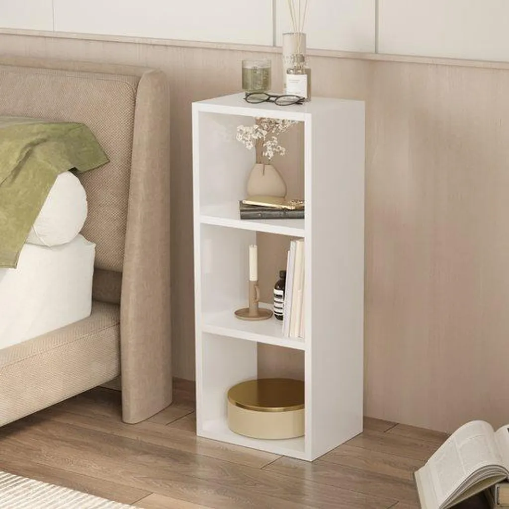 Étagère bois blanc compacte LUNOR Canaria 3 tablettes pour petits espaces - 3