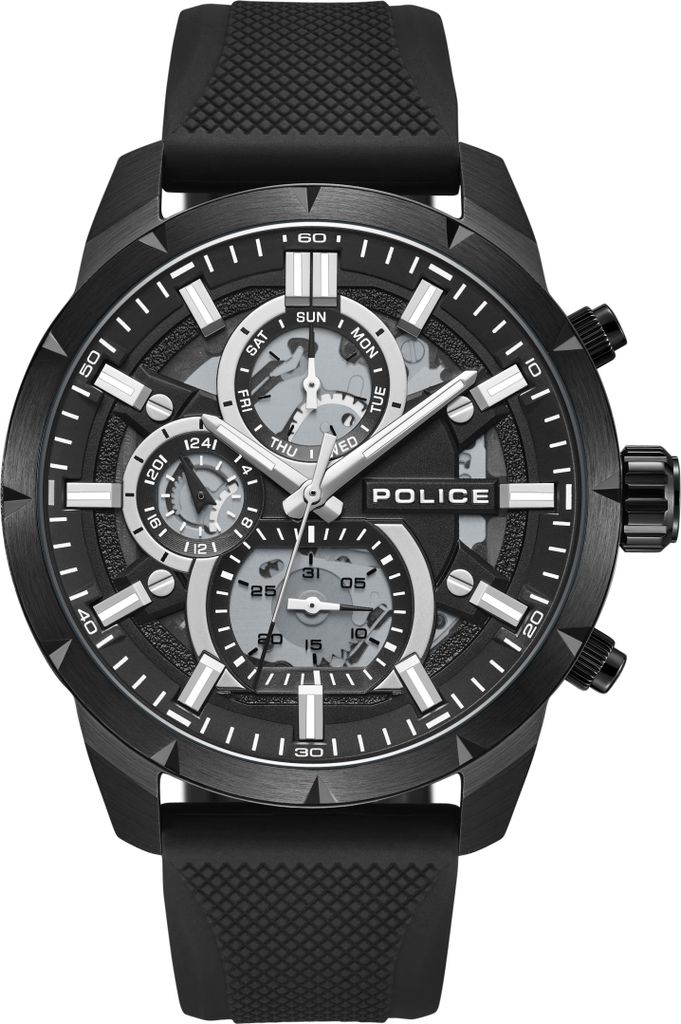 POLICE Herrenuhr Quarzuhr schwarz onesize Herren 45 PEWJQ0058701, PEWJQ0058703