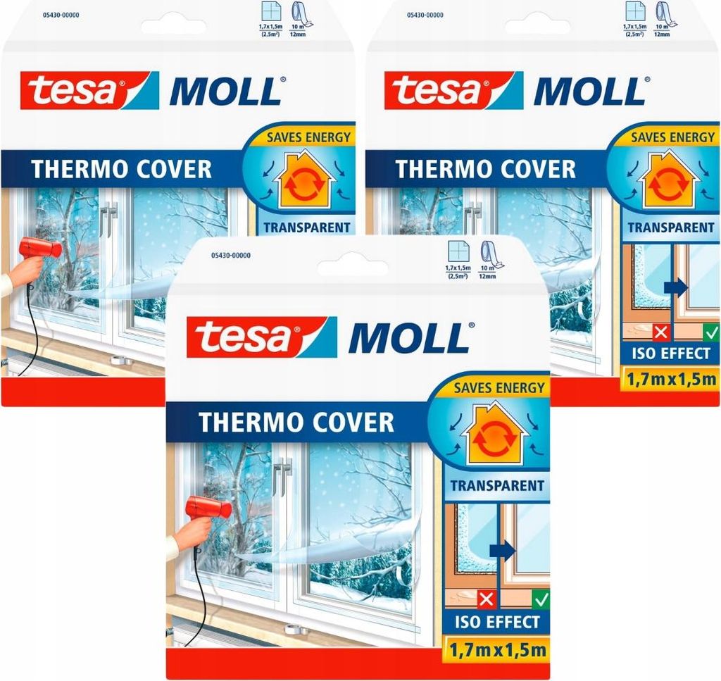 TESA Wärmedämmfolie für Fenster 1,7mx1,5m x3Stk