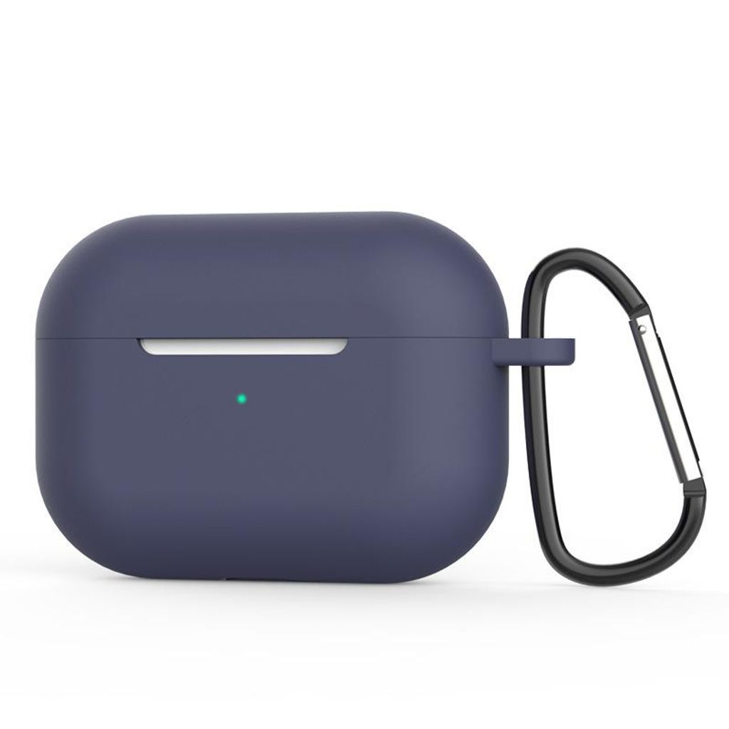 Silikonhülle für AirPods Pro, Stoßfest, Anti-Loss, Ladeanzeige, Leicht, Tragbar, Mit Schlüsselanhänger, Blau