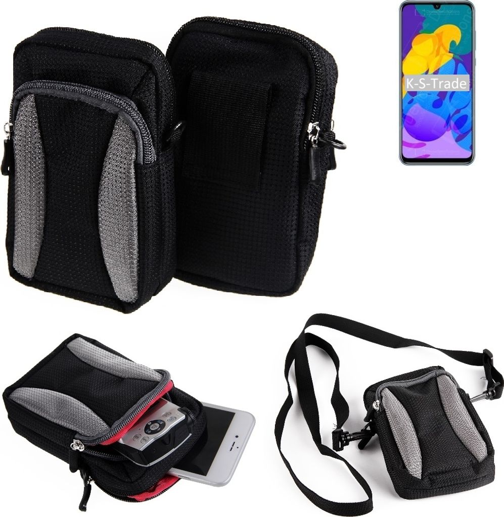 K-S-Trade Holster Schutz Hülle kompatibel mit Huawei Honor Play 4T Pro Handy Hülle Gürteltasche Umhängetasche mit Zusatzfach schwarz