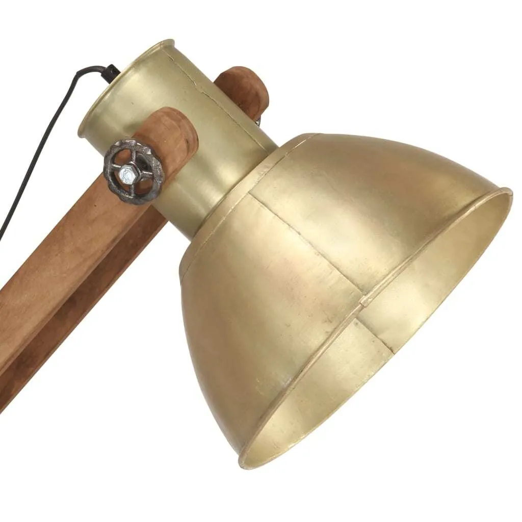 vidaXL Lampada da terra ottone mango legno massiccio E27 - 5