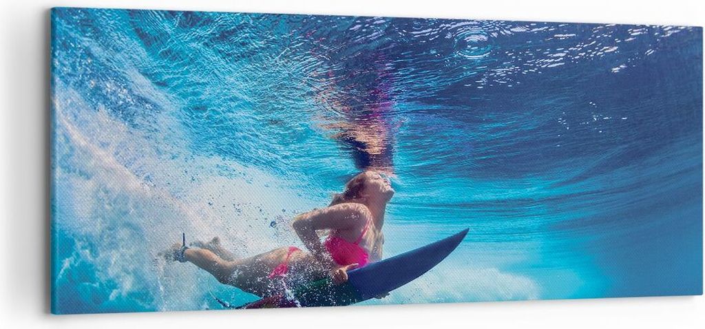 Bild auf Leinwand - Leinwandbild - Einteilig - Surfen Frau Produktbild 