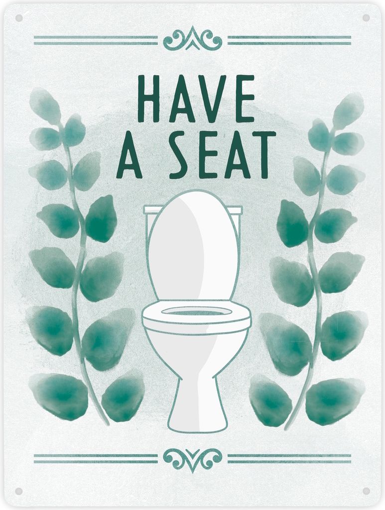 Have a seat Toiletten Metallschild XXL in 28x38 cm mit floralem Muster
