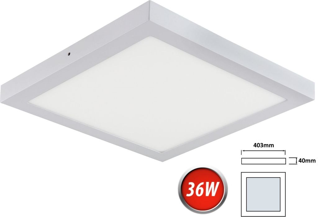 36W LED Deckenleuchte Kaltweiß 2500 Lumen 400x400mm Aufputz Lampe Eckig Decke Beleuchtung inkl. Trafo