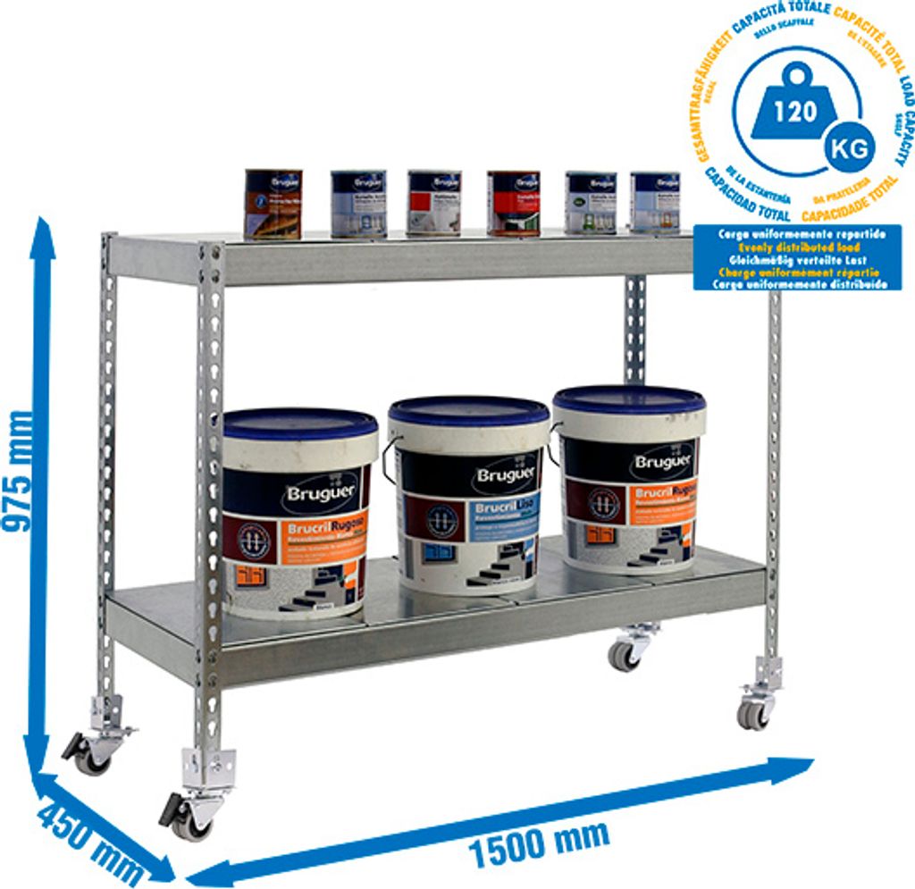 ECOFORTE MOB Metallregale. 1504-2 METALL 900 GALVA/GALVA