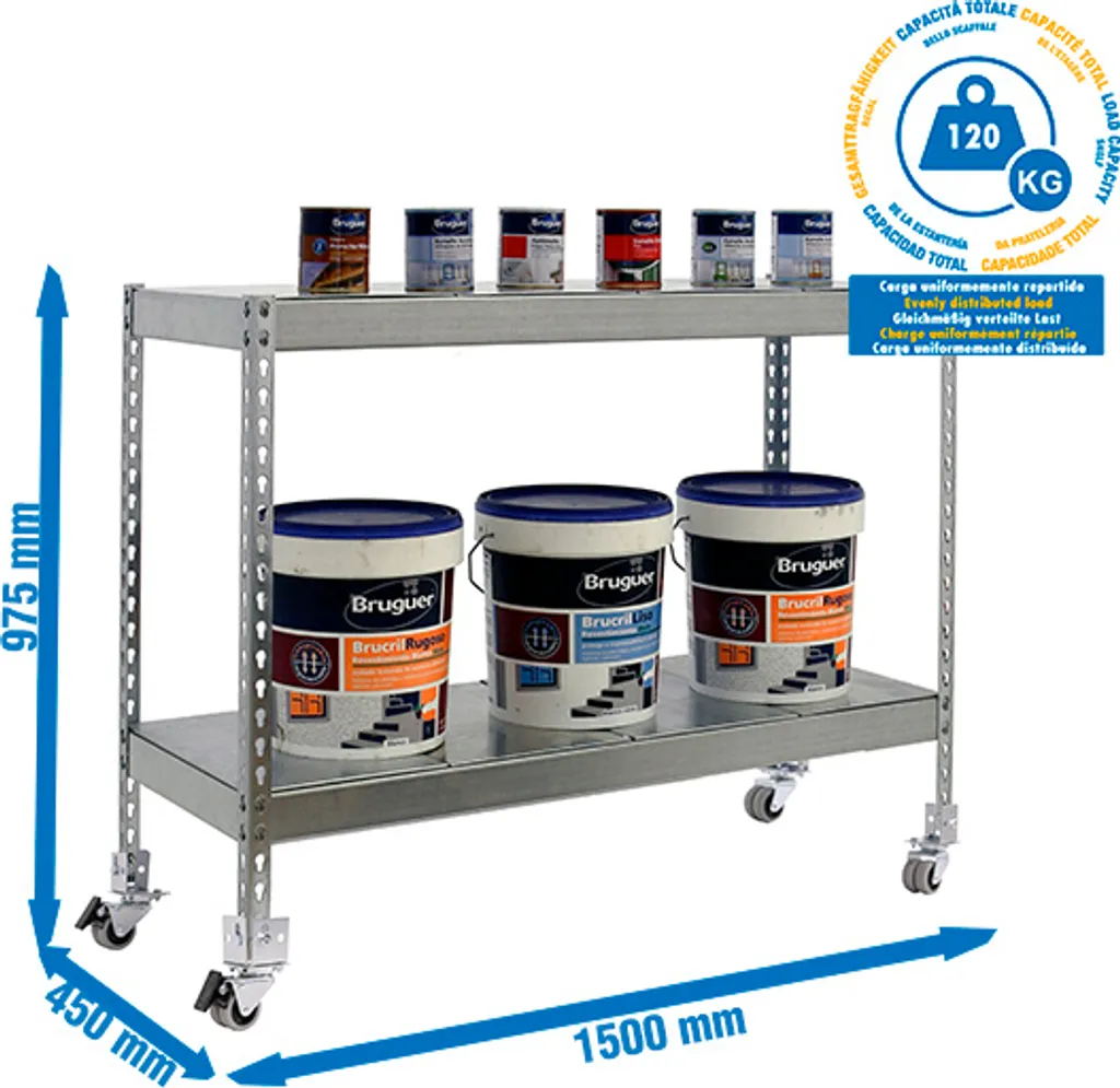 Étagère en métal ultra robuste ECOFORTE 1504-2 finition galvanisée
