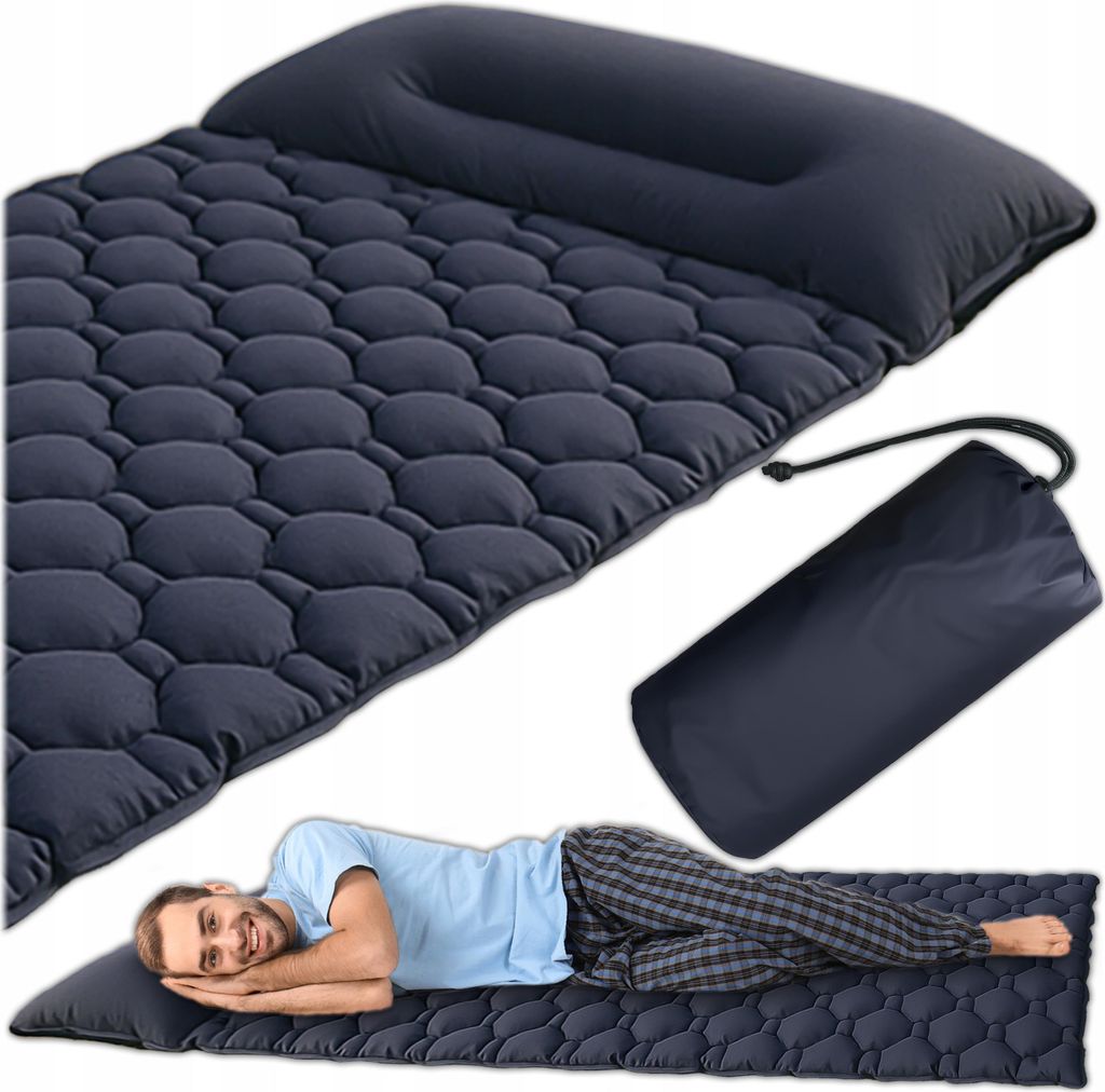 KRUMAD Luftmatratze mit Kissen 190x60 cm, Aufblasbare Isomatte 5 cm dick, Belastbar bis 100 kg, Ideal für Camping und Outdoor