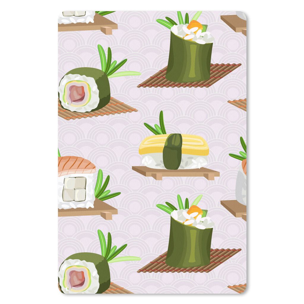 MuchoWow Mauspad Mousepad Muster - Lebensmittel - Sushi - Japan 40x60 cm - Mousepads - Maus Mat - Pad - Mausunterlage - Schreibtisch Accesoire