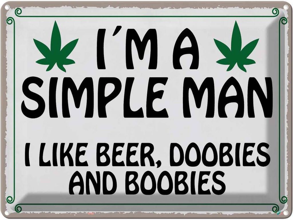 vianmo Blechschild 30x40 cm i ́m simple man like beer doobies Spruch Zitat