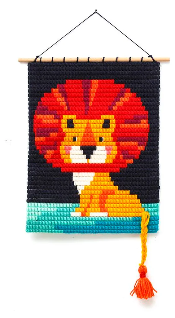 Set de broderie Sozo Lion kit créatif complet pour décoration murale