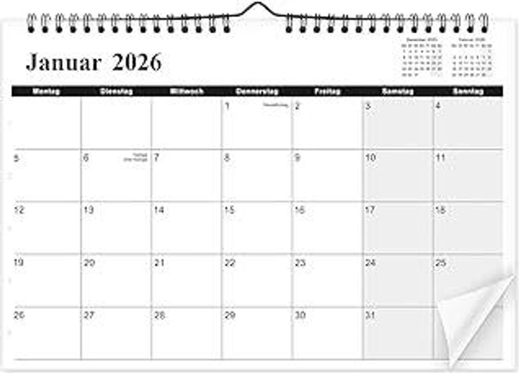 SKYDUE Kalender 2025, Monatskalender 2026 Wandkalender Für Zuhause Und Büro, 18 Monate (Juli 2025 - Dezember 2026), Wandkalender A4 Querformat,Mo...