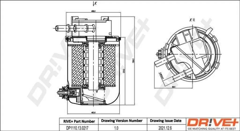 Filtre à carburant Dr!ve+ DP1110.13.0217 pour Qashqai +2 I (J10) - OE 16400BB51A