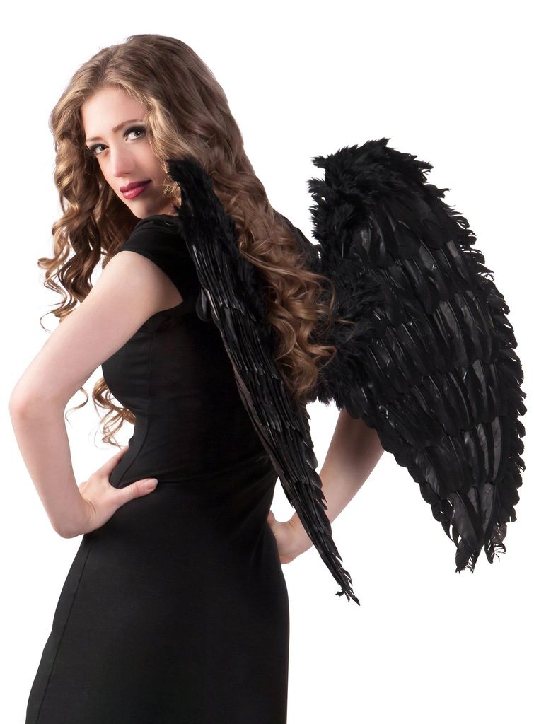Schwarze Federflügel 65cm Karneval Faschingskostüm - Produktbild 