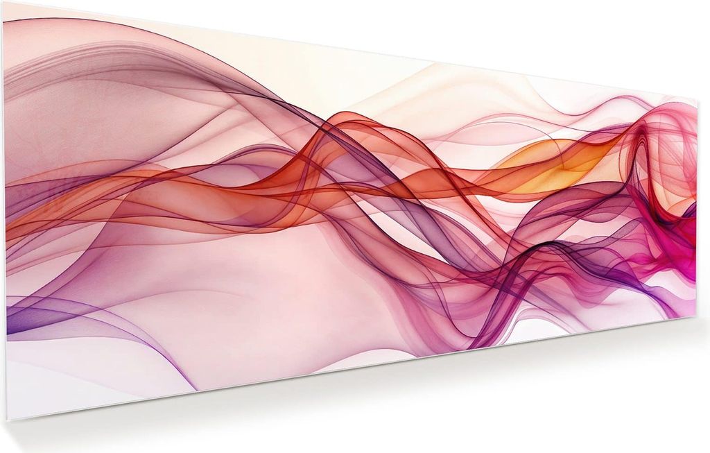 Glasbild 150x60cm in XXL für Wohnzimmer, Schlafzimmer Motiv Farbige Schleier