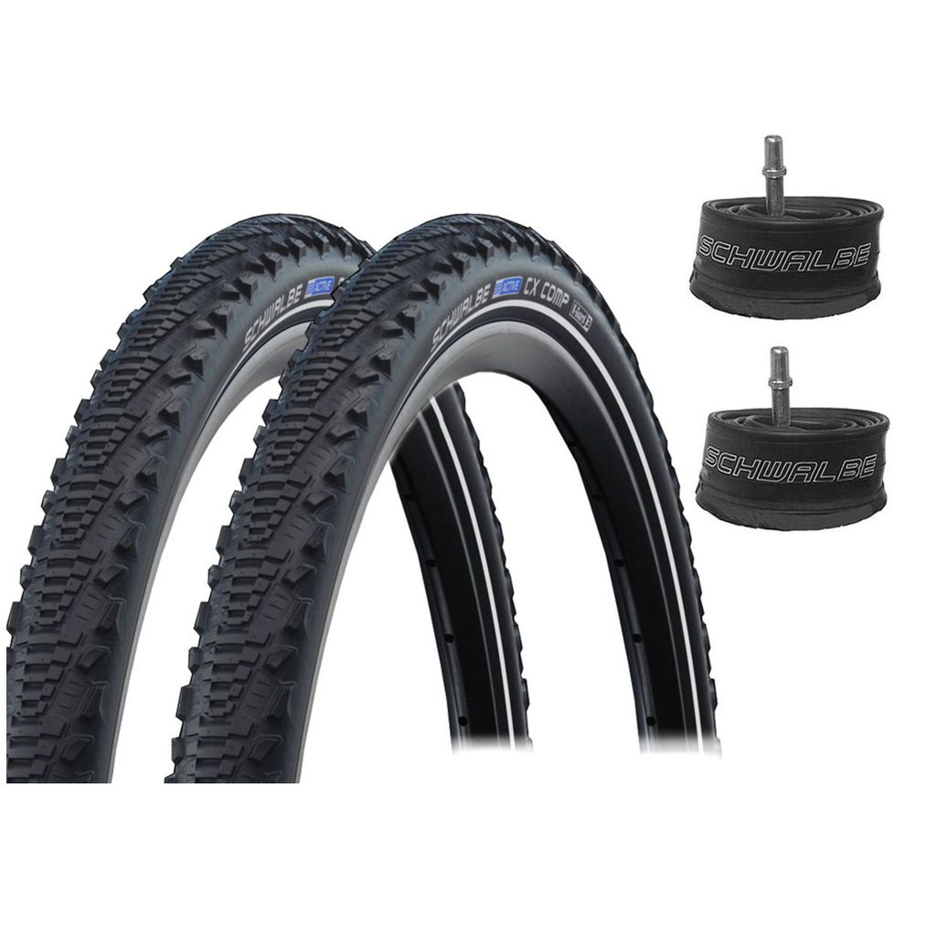 2 Stück 28 Zoll Schwalbe CX Comp Reifen 35-622 Reflex K-Guard + 2 x AV Schläuche
