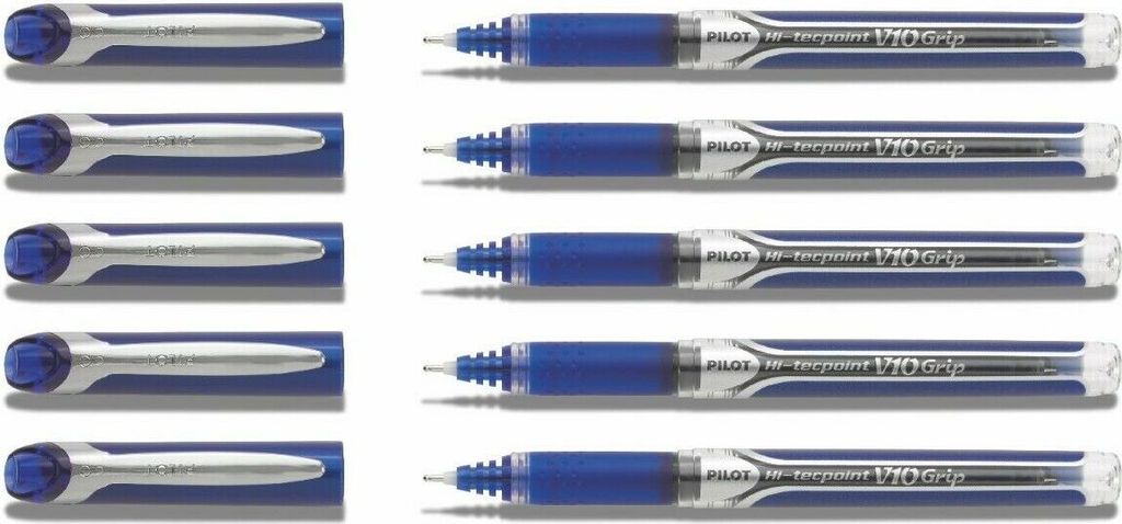 Pilot Hi-Tecpoint V10 Grip Tintenroller blau - 5er-Set
