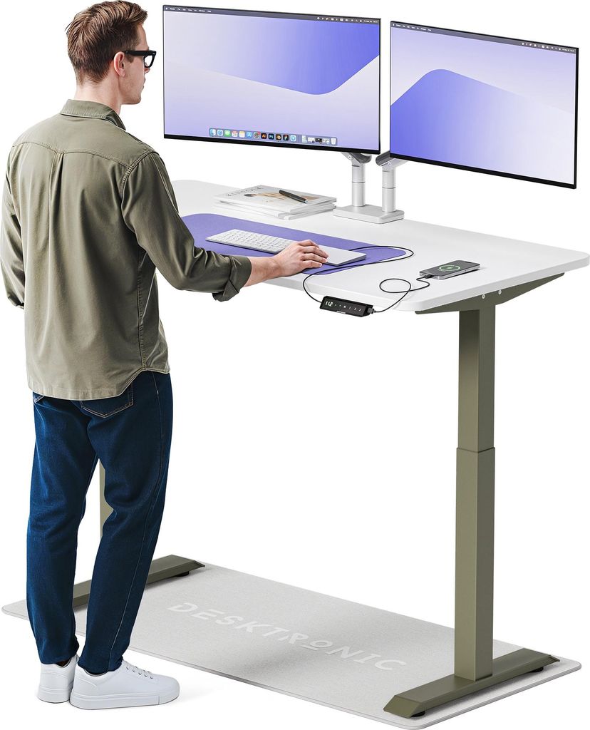 Desktronic HomeOne Elektrisch höhenverstellbarer Schreibtisch 140x70cm Grün/Weiß mit Memory-Funktion, Anti-Kollisions Technologie, USB-A und USB...