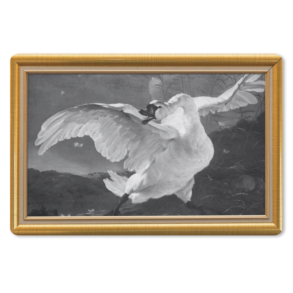 MuchoWow Mauspad Mousepad Der gefährdete Schwan - Alte Meister - Liste - Gold 27x18 cm - Mousepads - Maus Mat - Pad - Mausunterlage - Büroartik...