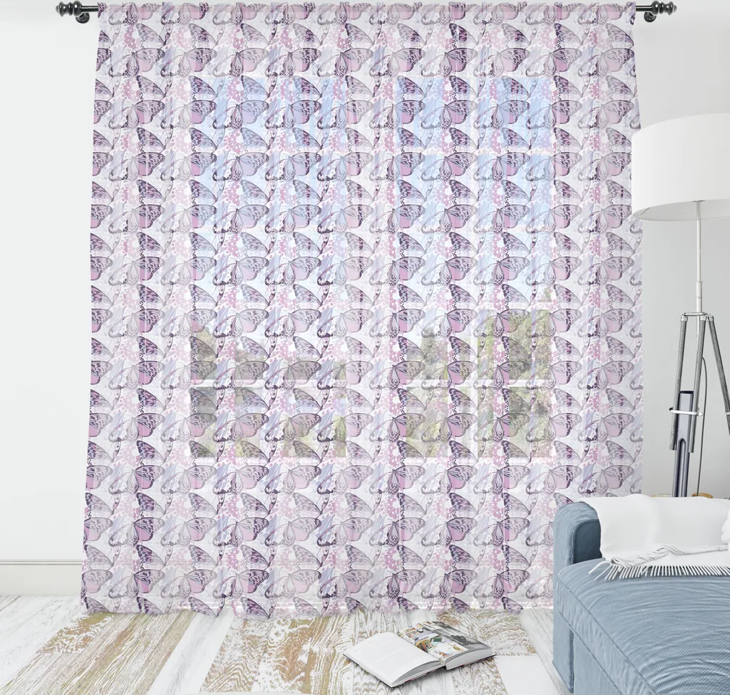 Grande Tapisserie Murale Papillons en Tissu Satiné Décoration Salon