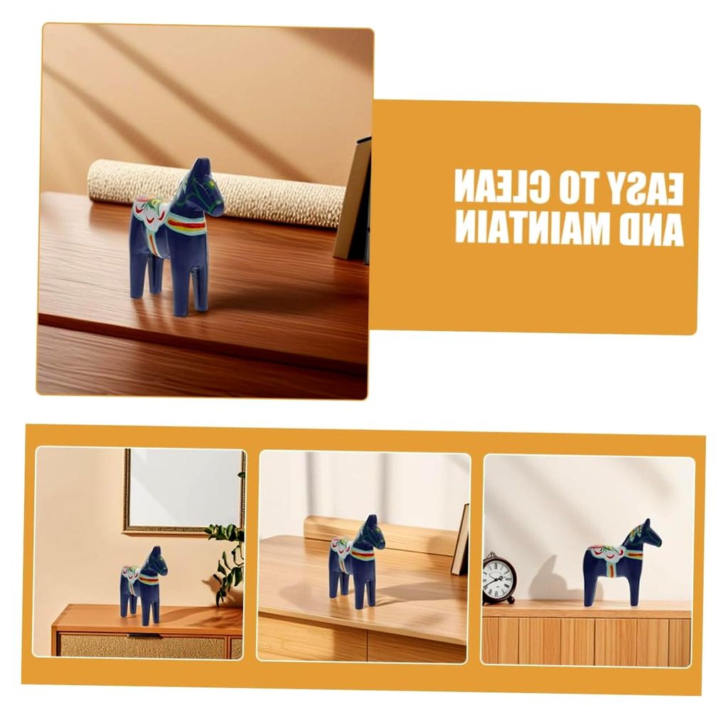 Handgefertigte Holzpferd Deko Figur, Skandinavisches Dalapferd Holz Ornament für modernes Wohnzimmer, Tisch und Regal, Geschenkidee, 7,3 Zoll