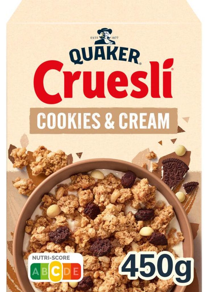 Quaker Cruesli Cookies & Cream Müsli 450g – Knuspriges Produktbild 