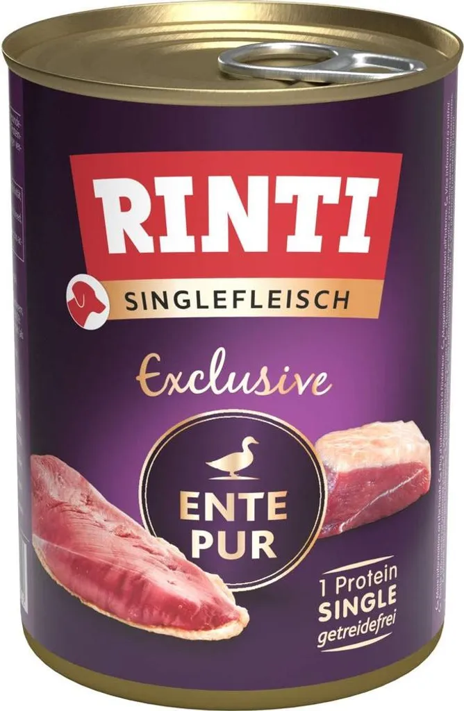 Rinti Ente Pur Singlefleisch 400g x12 - Aliment Pur Canard sans Grain